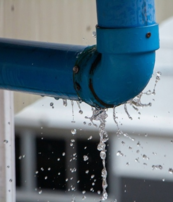 closeup view of leaked and splash water from a pipe